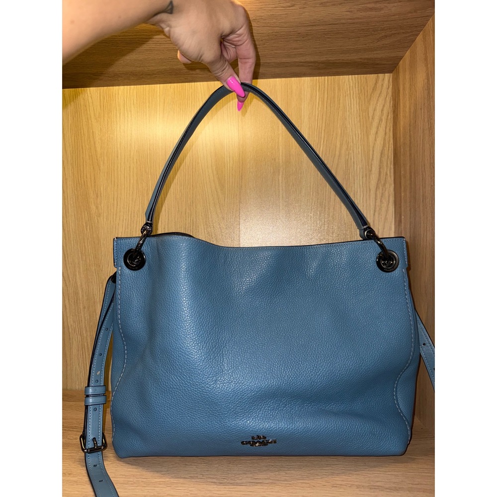 Coach Edie 31 Blue Pebbled Leather Shoulder Crossbody Bag - Picture 2 of 11